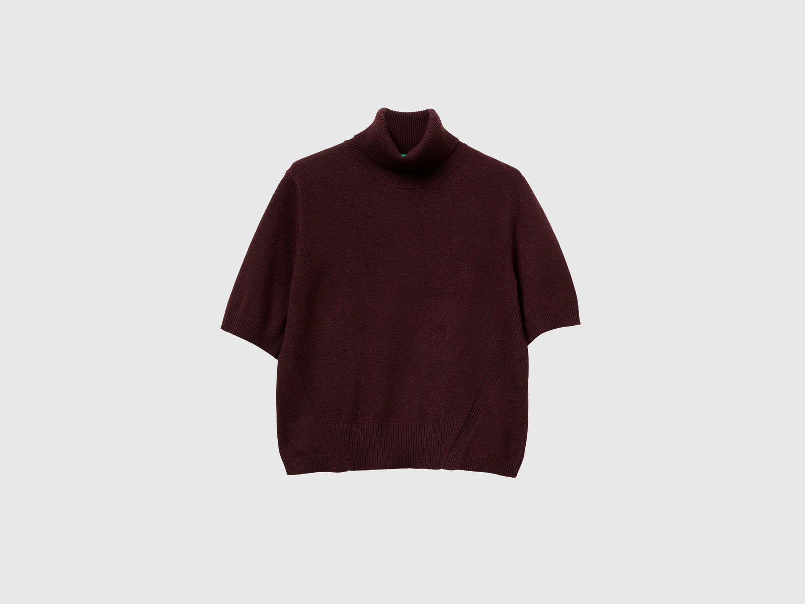 Dolcevita marrone a manica corta in misto cashmere da donna bruciato | Benetton Outlet