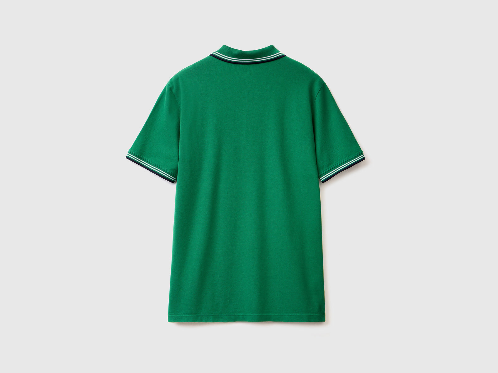 Polo a manica corta in cotone stretch da uomo verde scuro 2 | Benetton Outlet