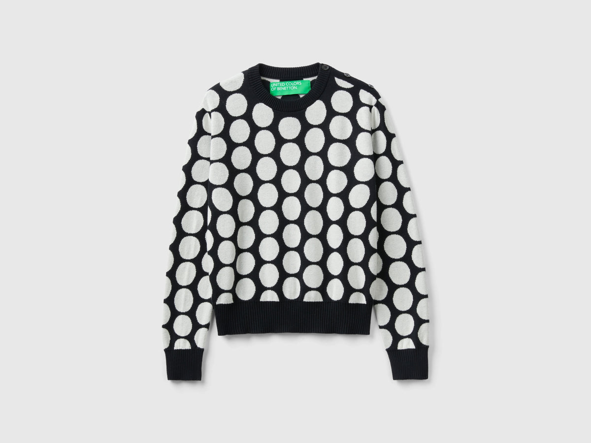 Maglia a pois in cotone tricot