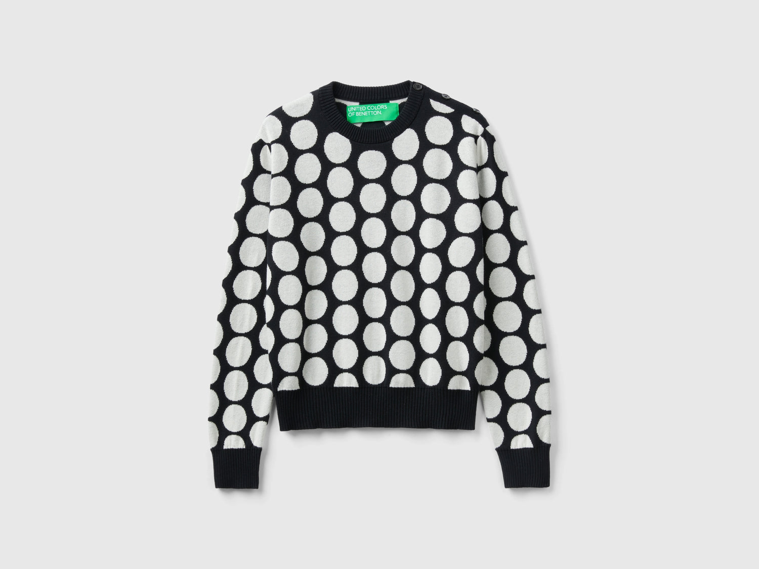 Maglia a pois in cotone tricot da donna nero | Benetton Outlet