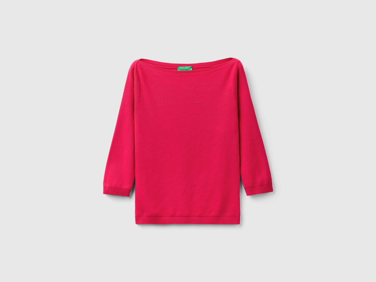 Maglia 100% cotone con scollo a barchetta