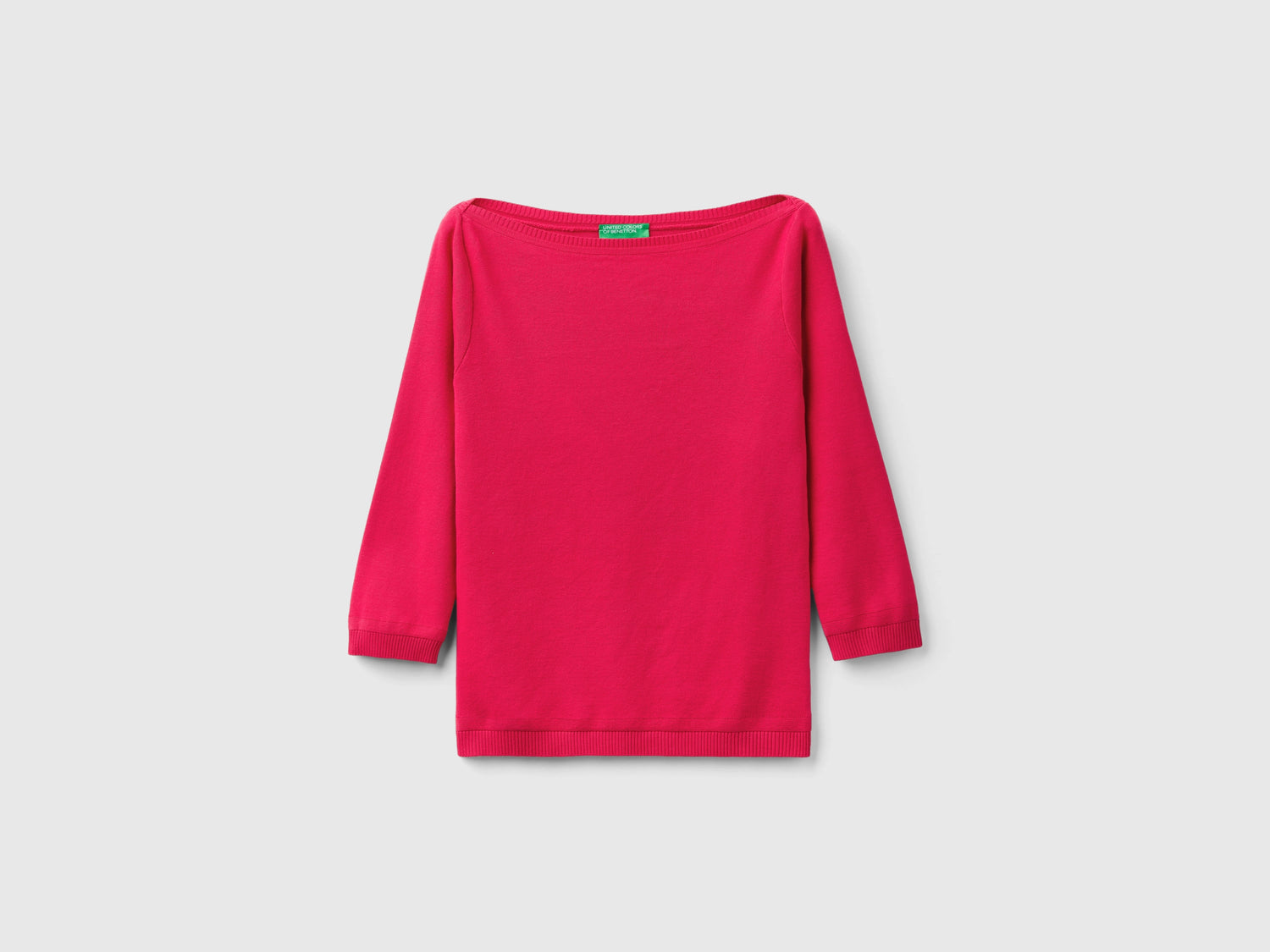 Maglia 100% cotone con scollo a barchetta da donna ciclamino | Benetton Outlet