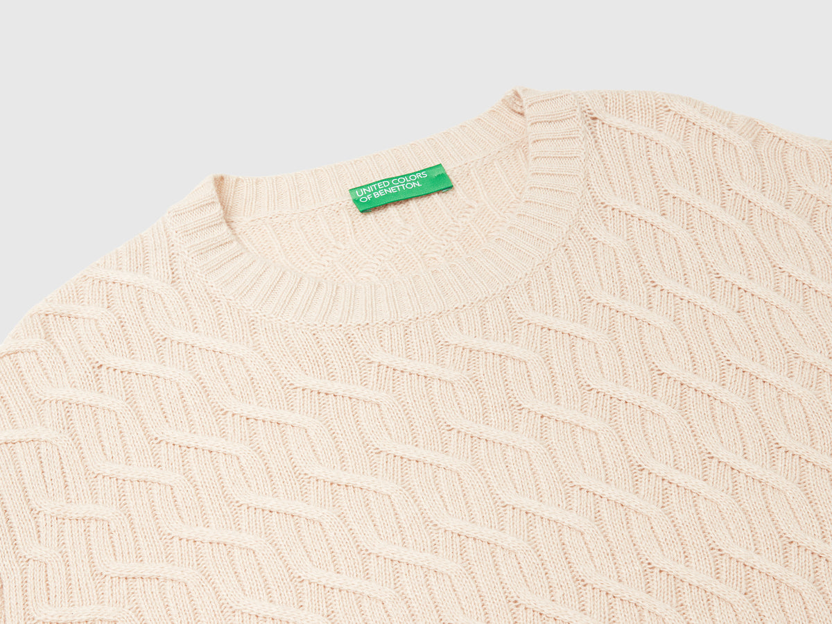 Maglia a trecce in misto cashmere