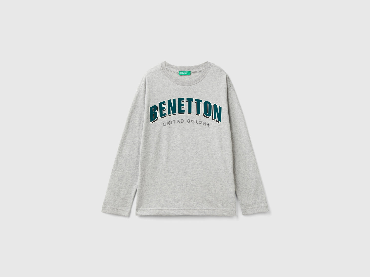 Calda maglietta con stampa logo da bambino grigio chiaro | Benetton Outlet