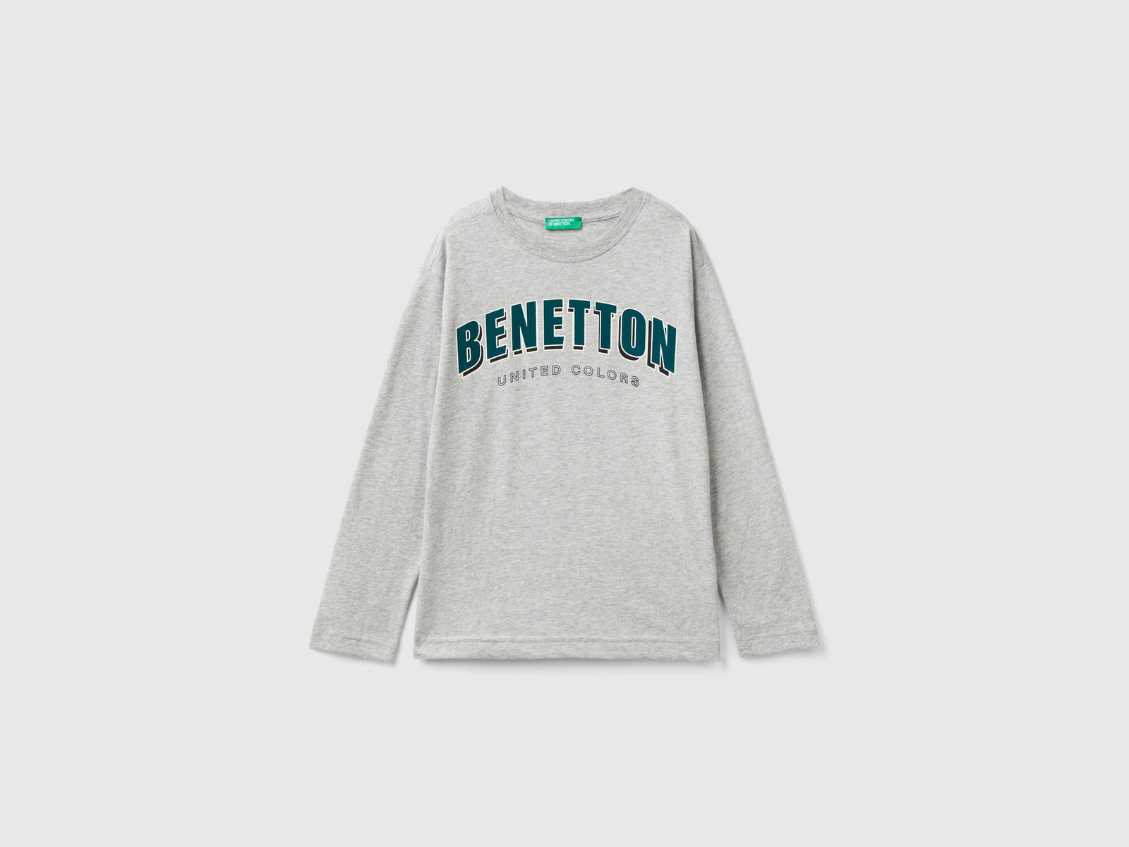 Calda maglietta con stampa logo da bambino grigio chiaro | Benetton Outlet