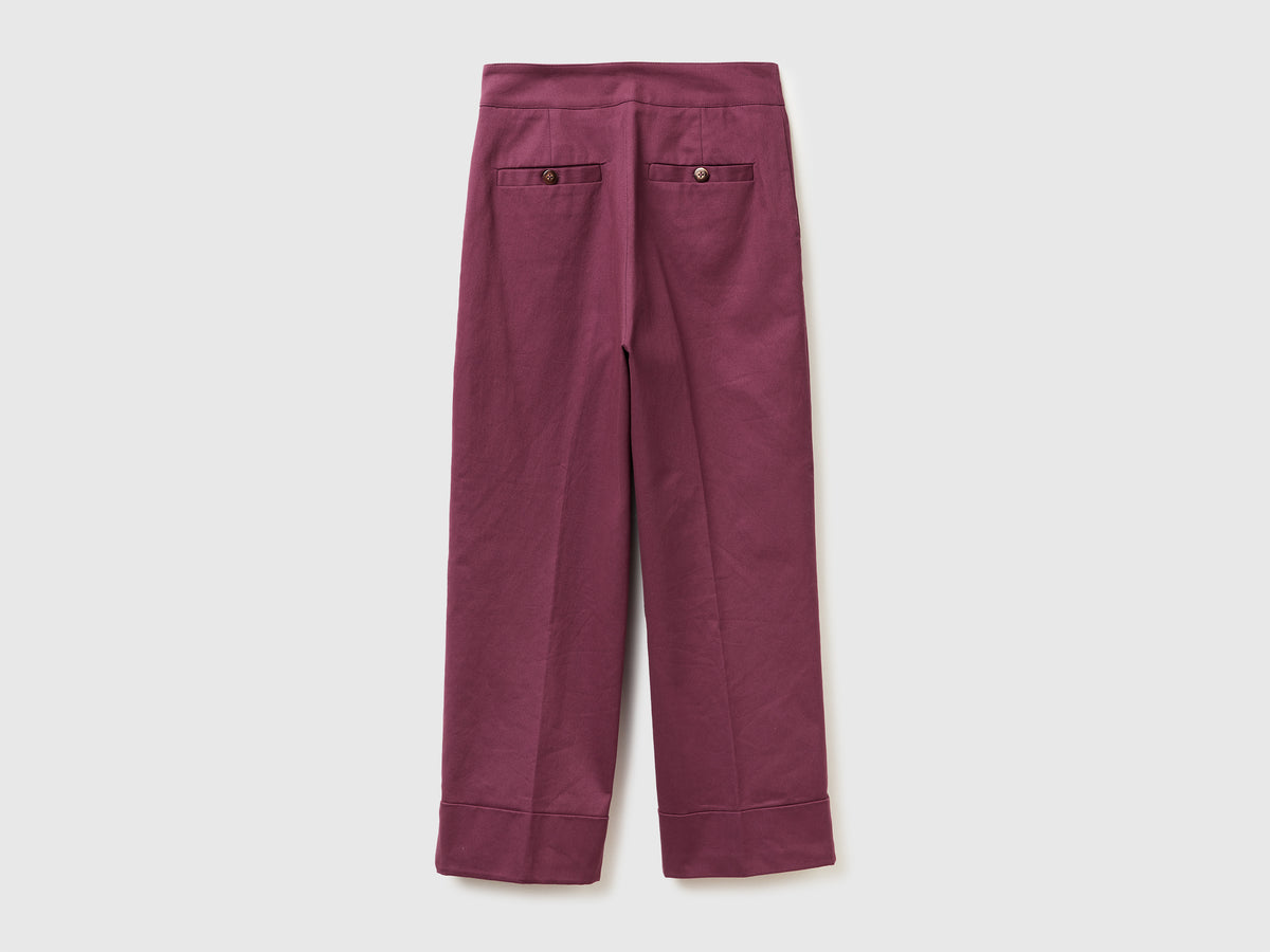 Pantaloni straight con risvolto