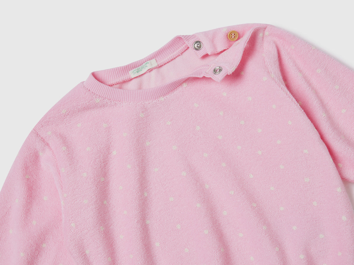 Set maglia e pantaloni in spugna di misto cotone con stampa fantasia