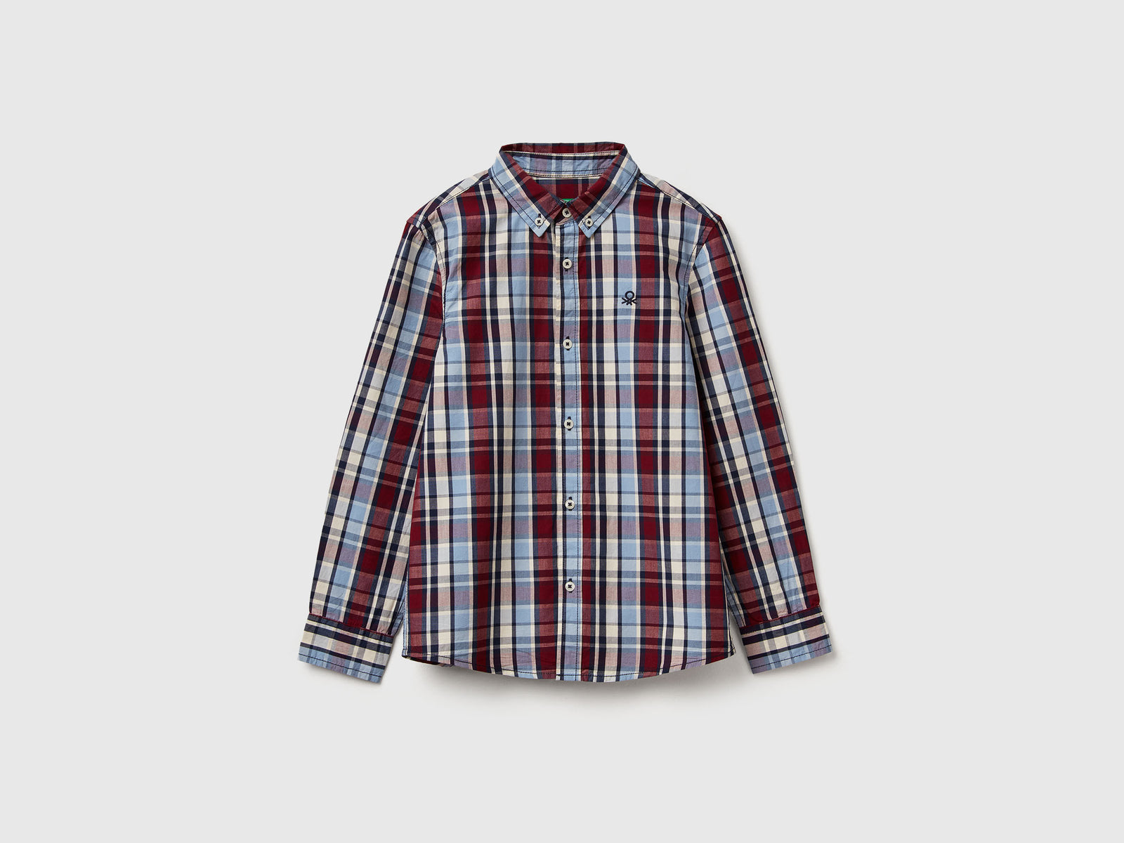 Camicia button down a quadri da bambino multi-color | Benetton Outlet