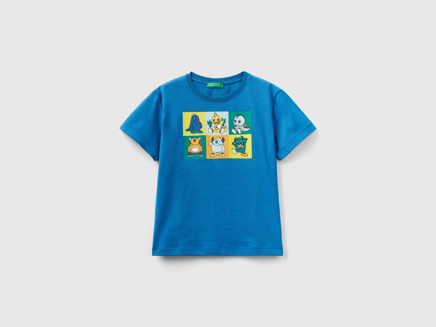 Maglietta con stampa animaletti da bimbo blu | Benetton Outlet