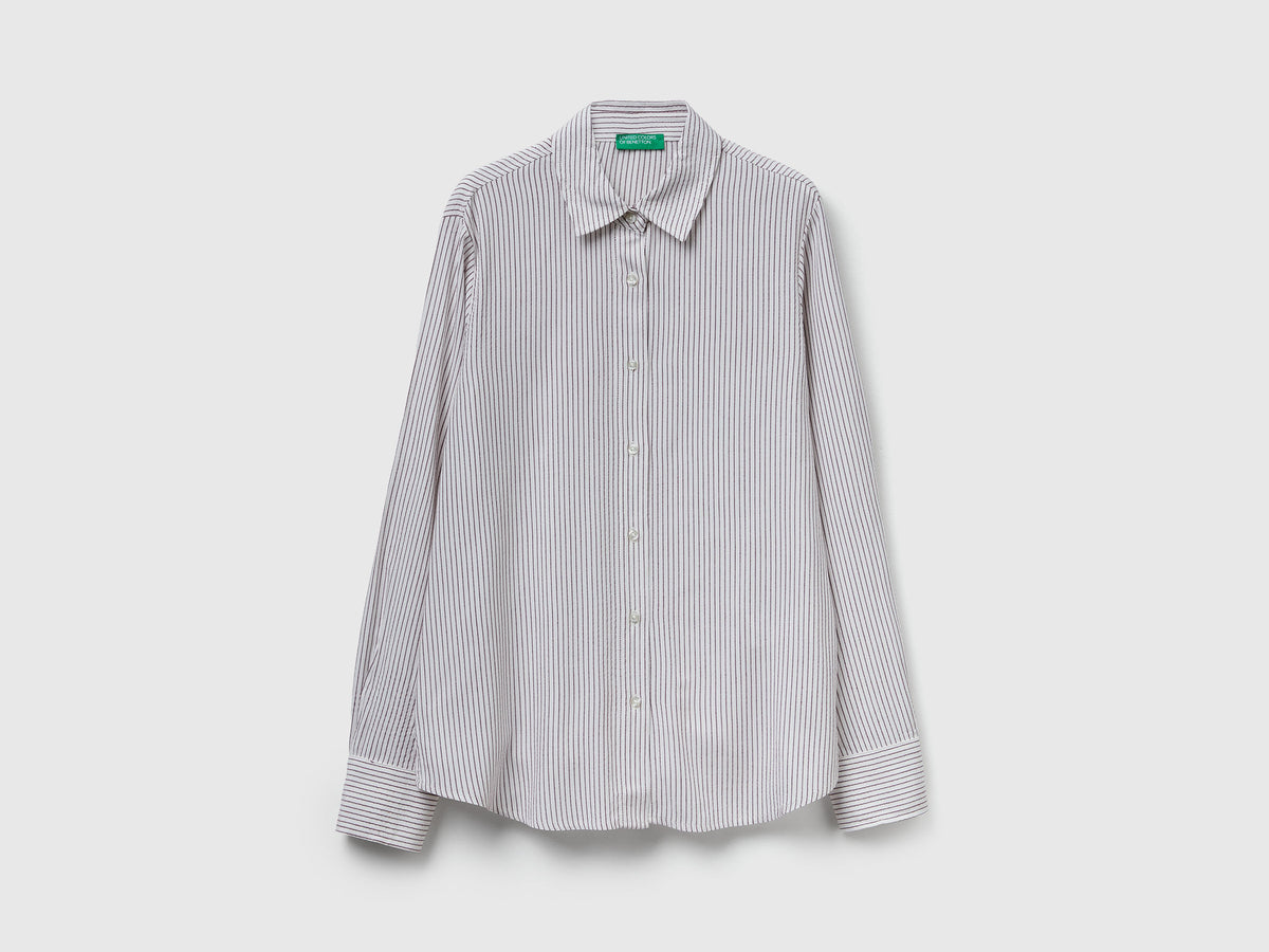 Camicia a righe in misto viscosa