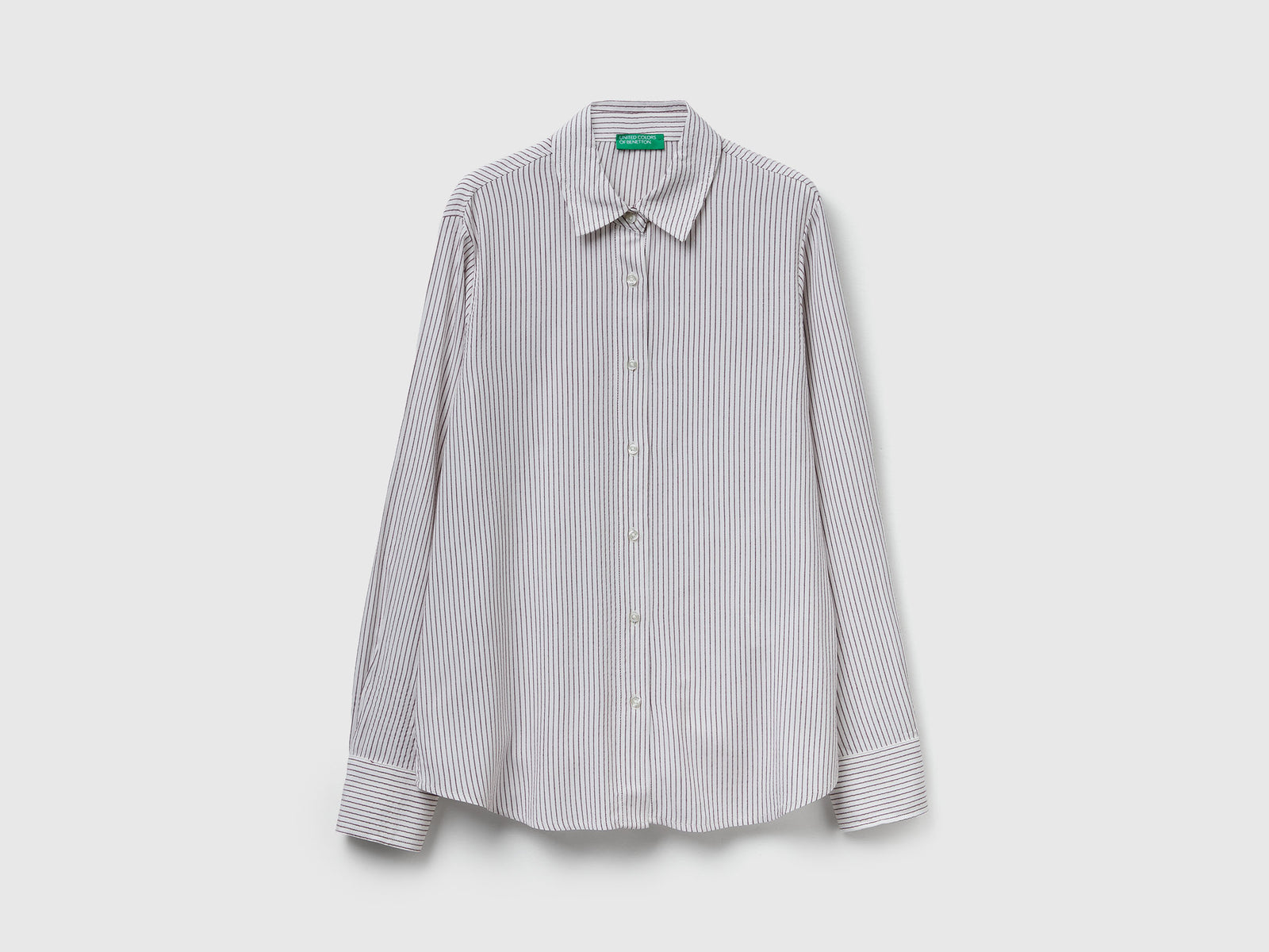 Camicia a righe in misto viscosa da donna grigio scuro | Benetton Outlet