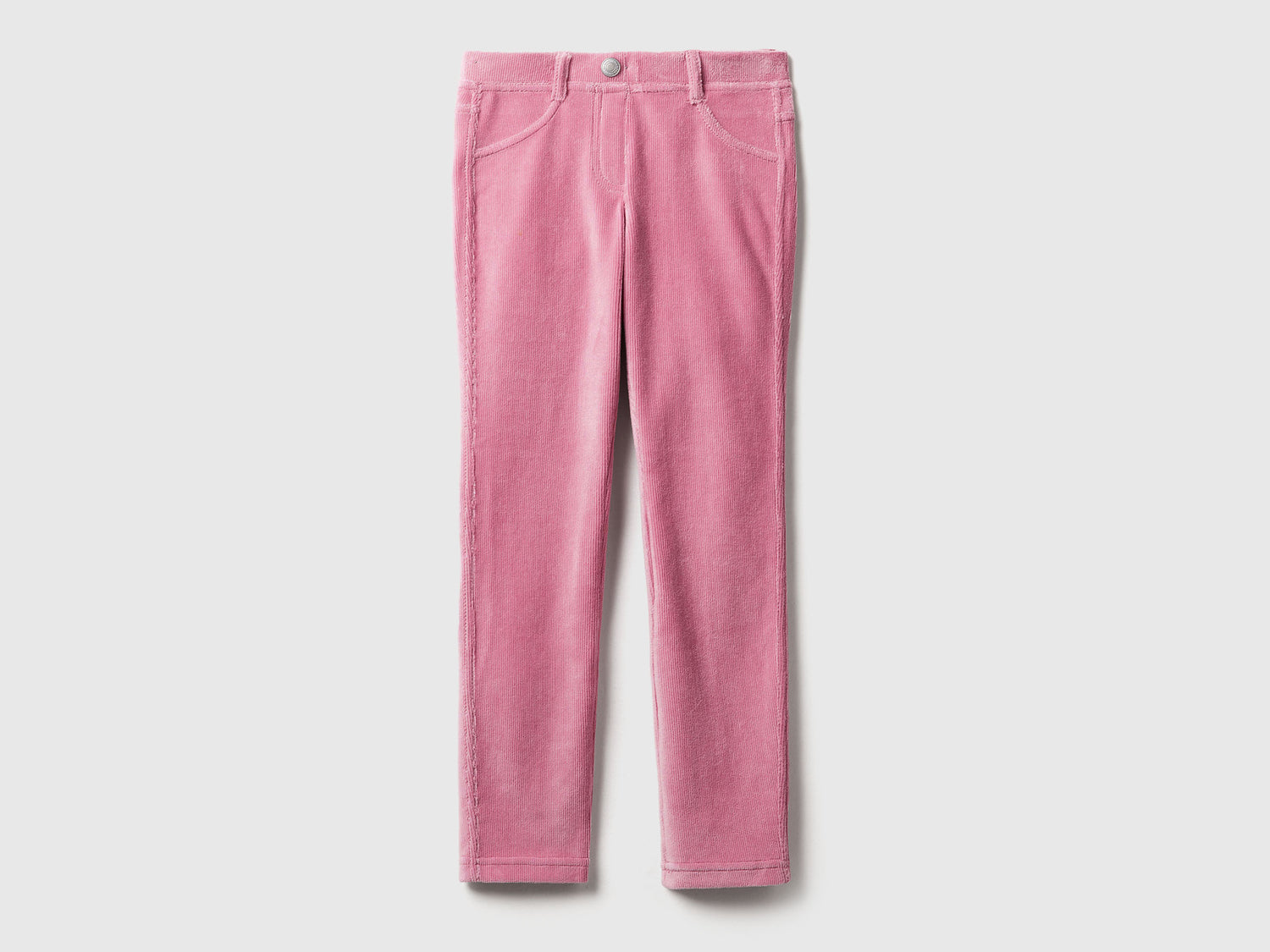 Pantaloni super skinny in ciniglia da bambina rosa | Benetton Outlet