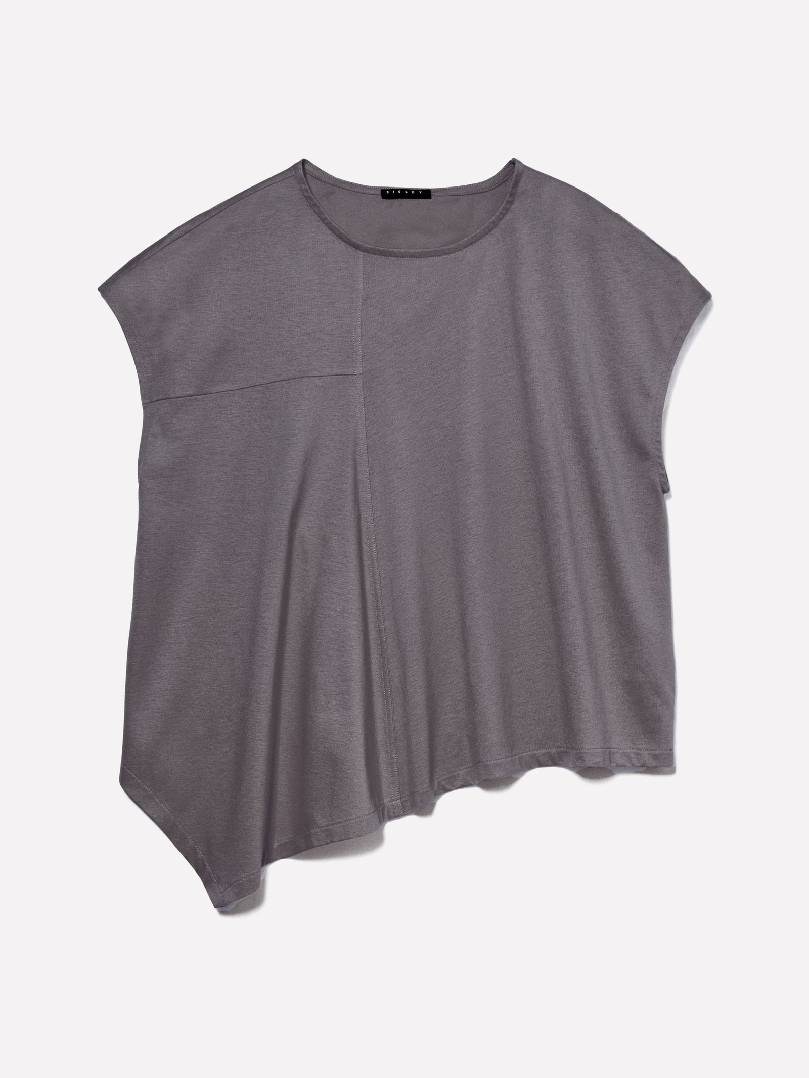 T-shirt asimmetrica da donna grigio scuro | Sisley Outlet