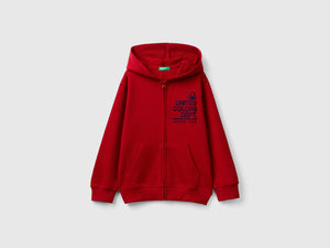 Felpa con zip e ricamo logo