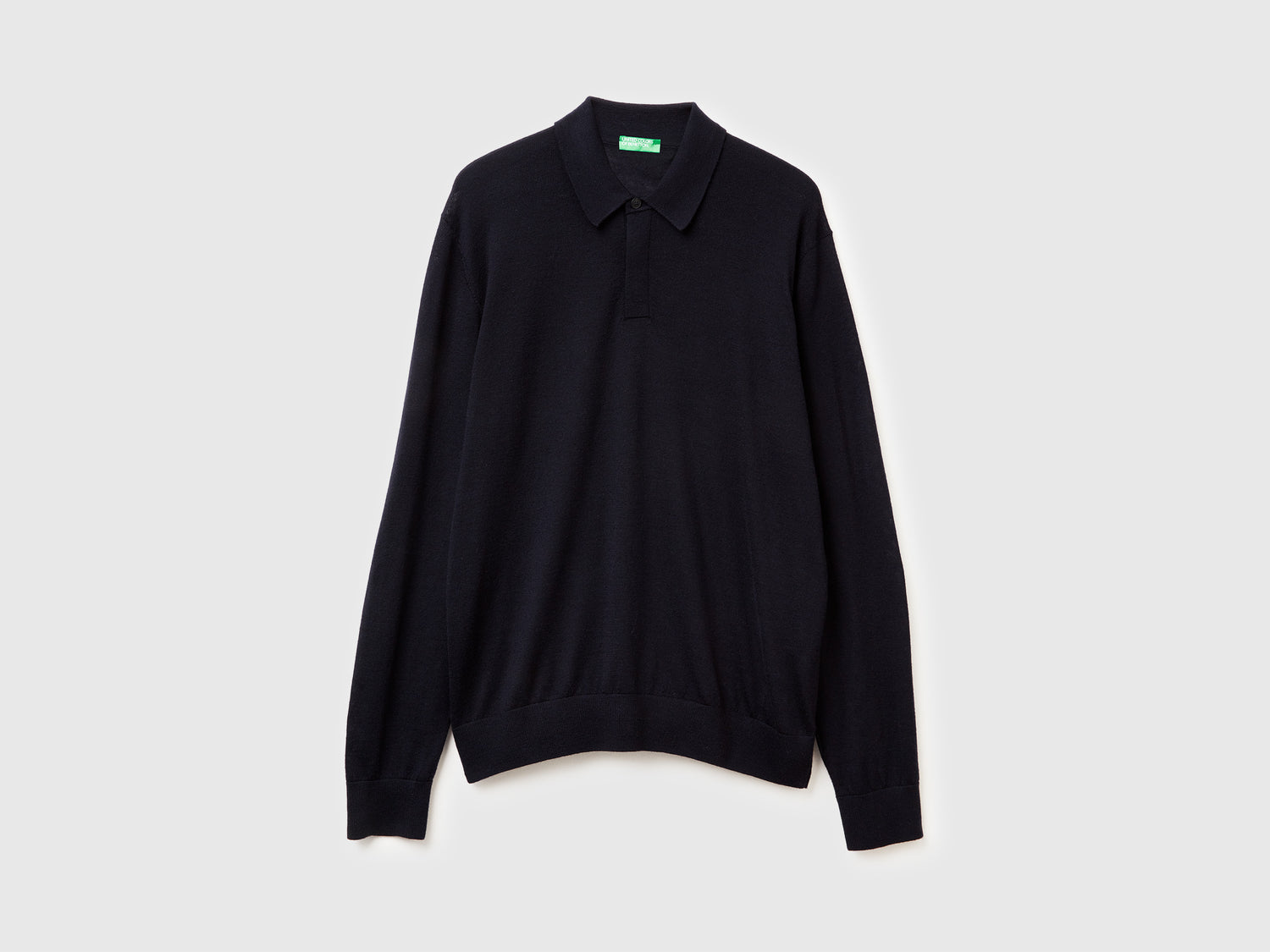 Polo in pura lana Merino da uomo blu scuro | Benetton Outlet