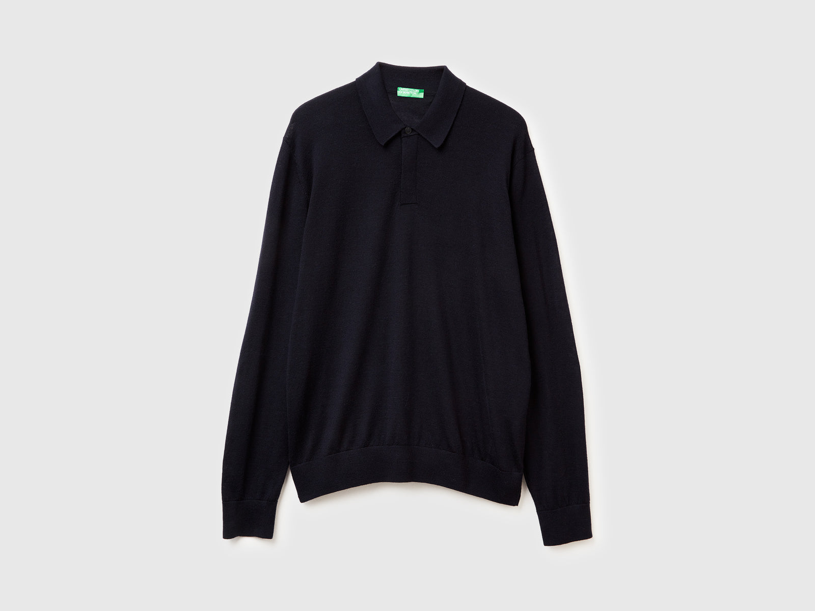 Polo in pura lana Merino da uomo blu scuro | Benetton Outlet