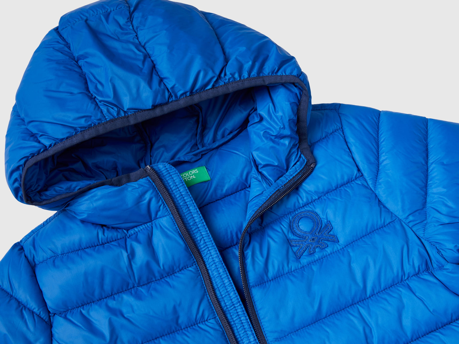 Giubbotto imbottito con cappuccio da bambino bluette 3 | Benetton Outlet