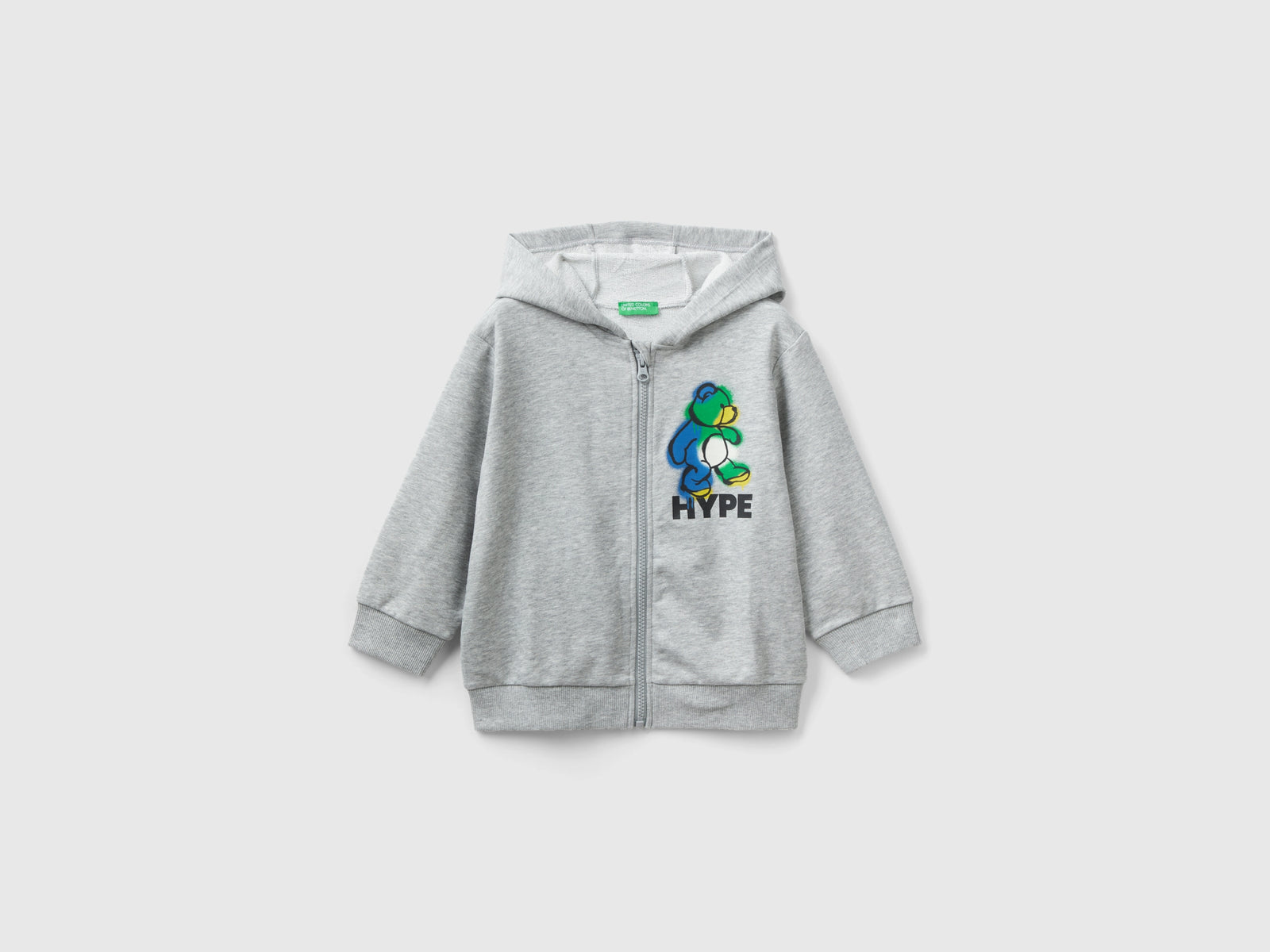 Felpa oversize con cappuccio da bimbo grigio chiaro | Benetton Outlet