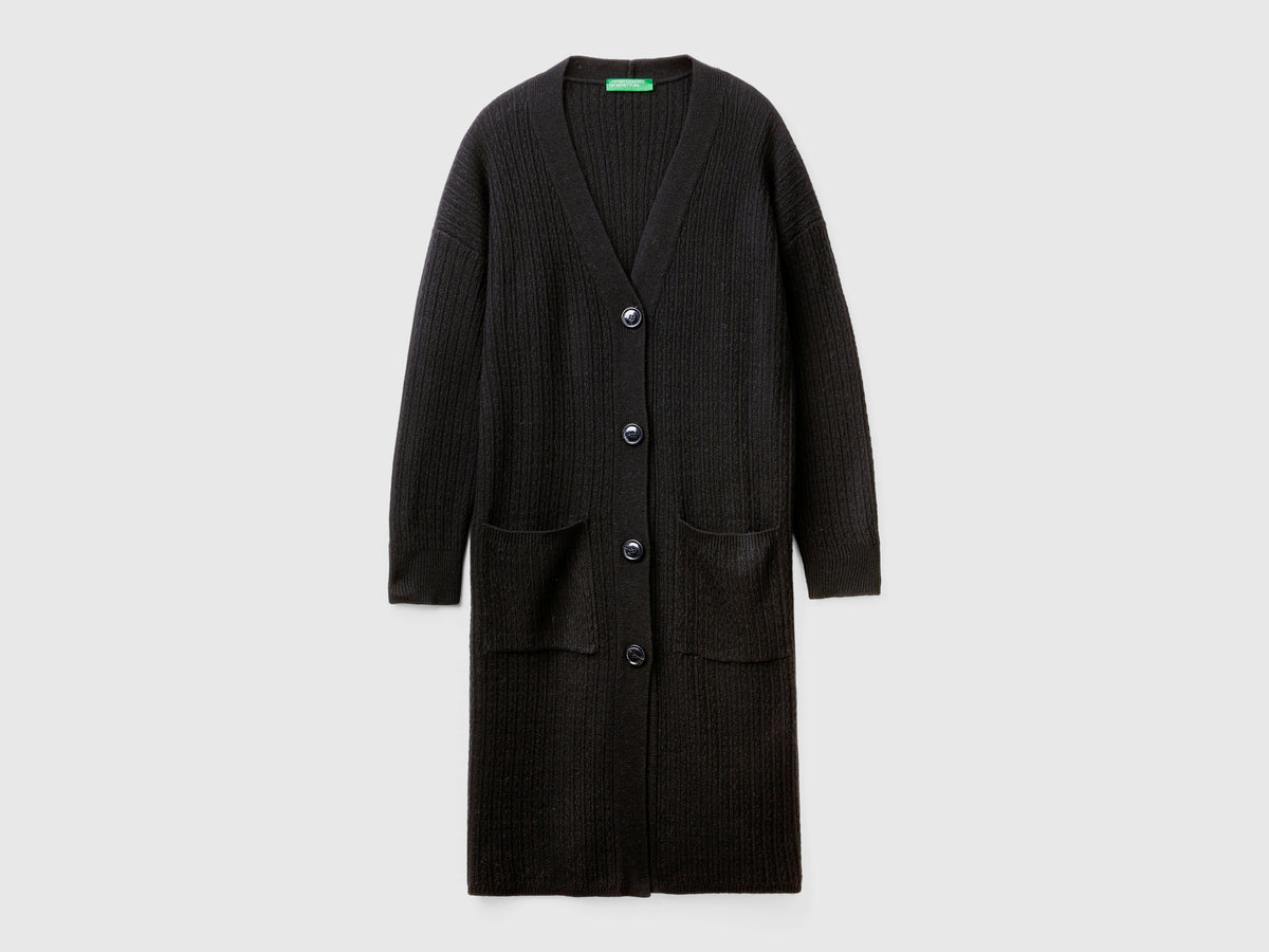 Cardigan lungo in misto lana