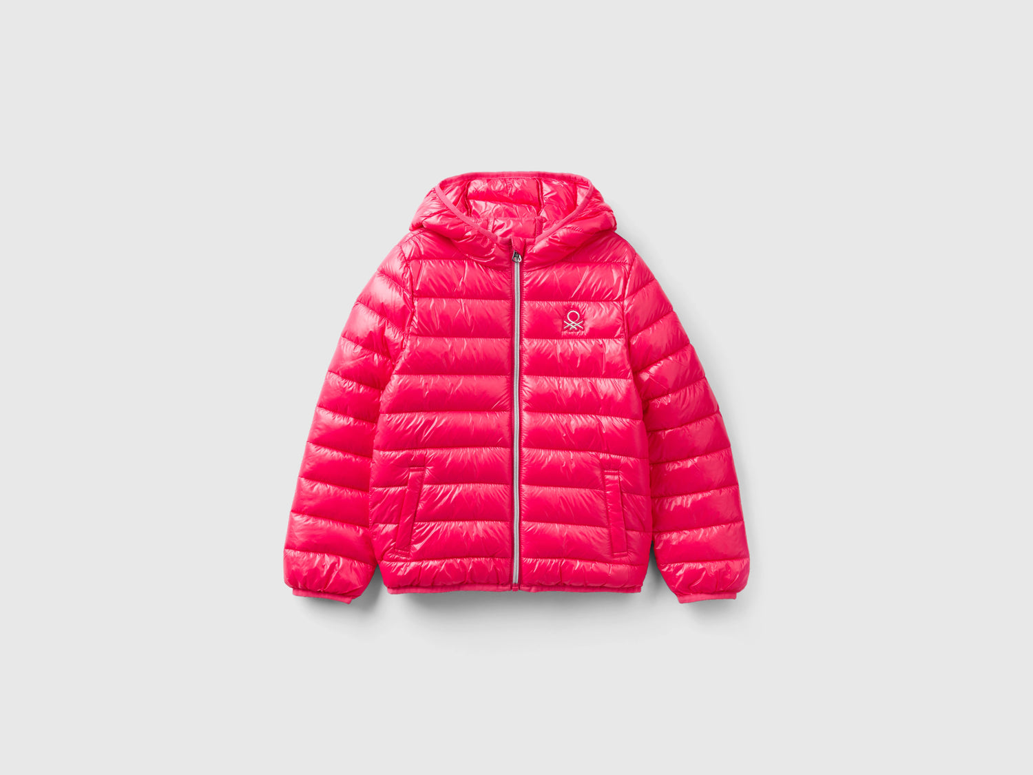Giubbino imbottito con cappuccio da bambina fucsia | Benetton Outlet