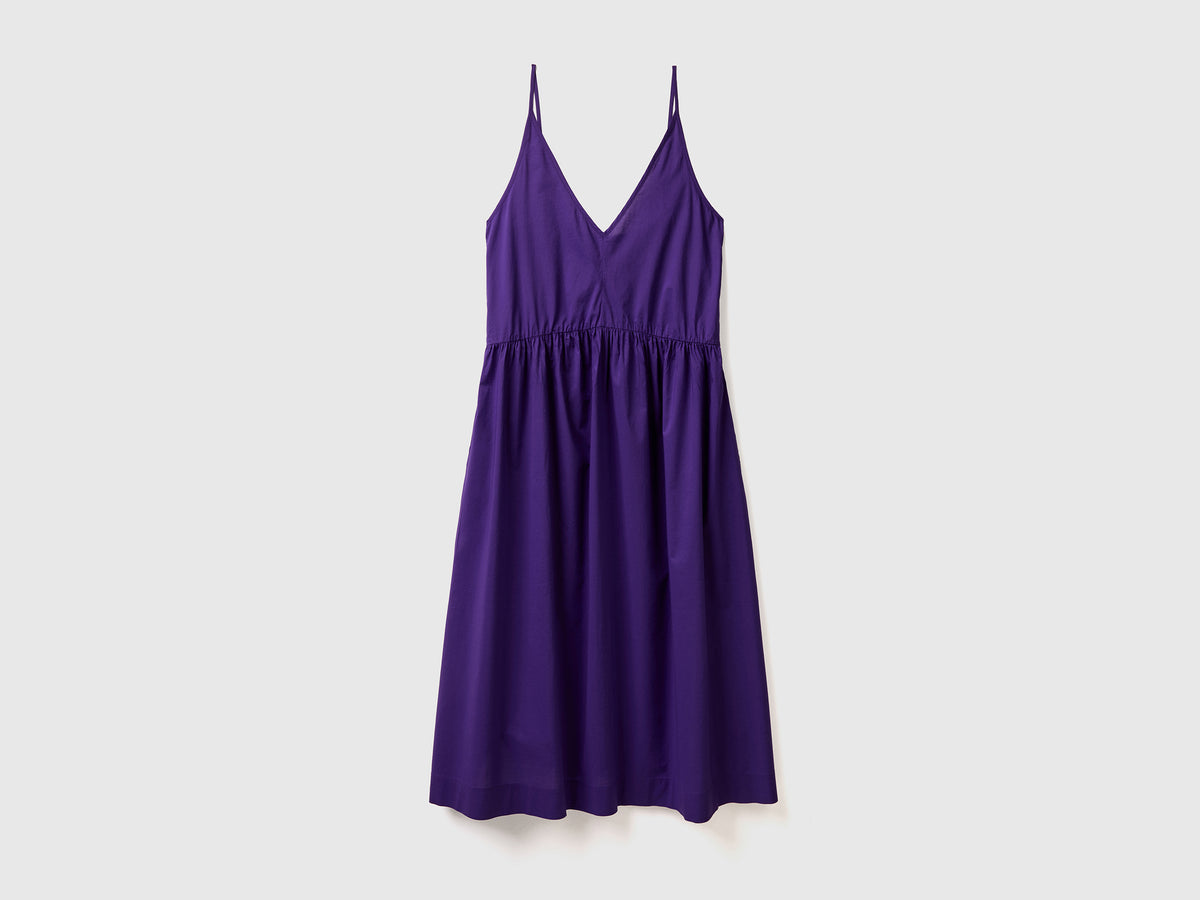 Vestito lungo copricostume in puro cotone leggero con profondo scollo a V