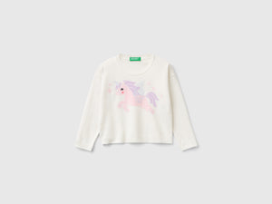 Sweater with unicorn inlay