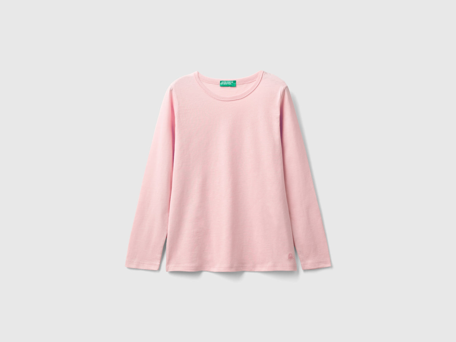 T-shirt a manica lunga in cotone bio da bambina rosa | Benetton Outlet