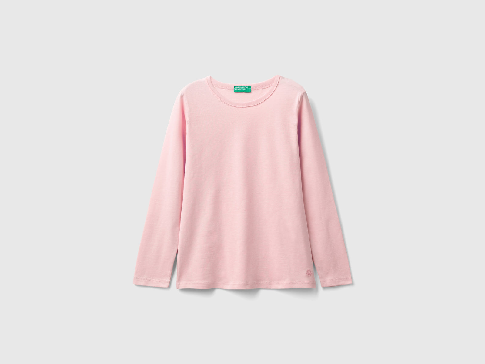 T-shirt a manica lunga in cotone bio da bambina rosa | Benetton Outlet