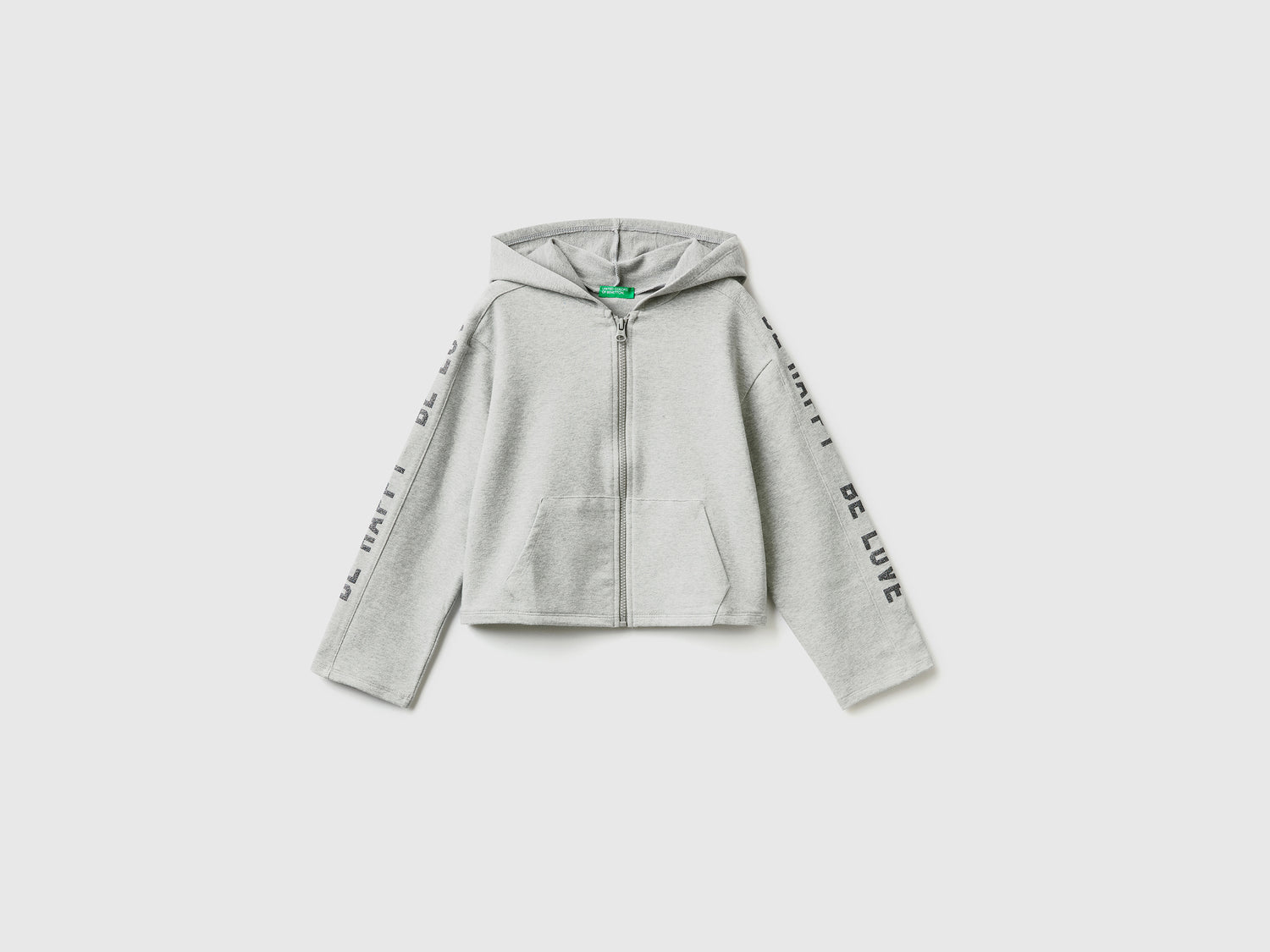 Calda felpa boxy fit con stampa da bambina grigio chiaro | Benetton Outlet