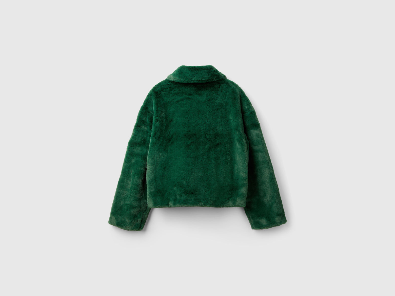 Giubbino in pelliccia sintetica da donna verde scuro 2 | Benetton Outlet