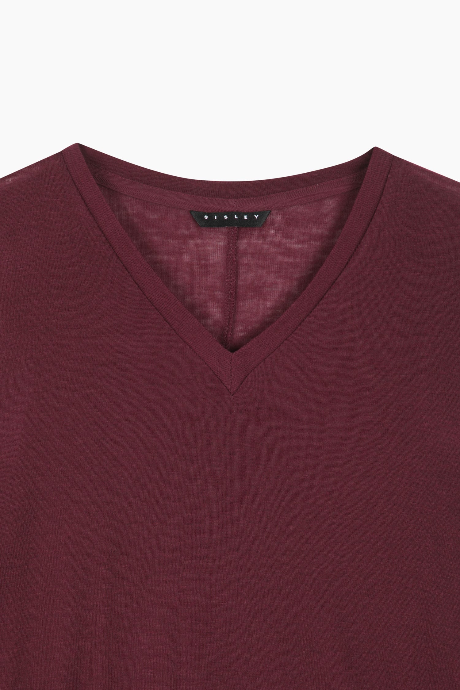 T-shirt scollo a V aderente da donna bordeaux 3 | Sisley Outlet