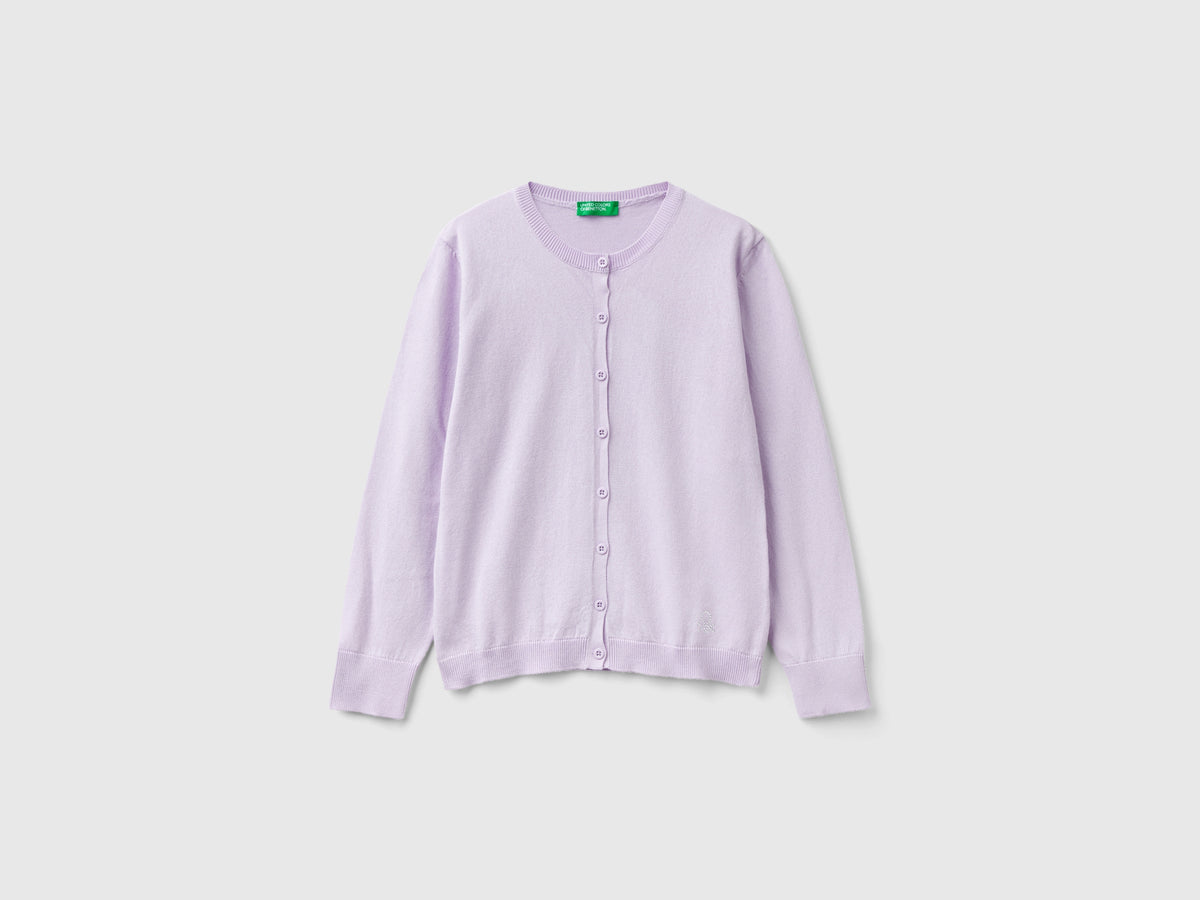 Cardigan girocollo in misto cotone