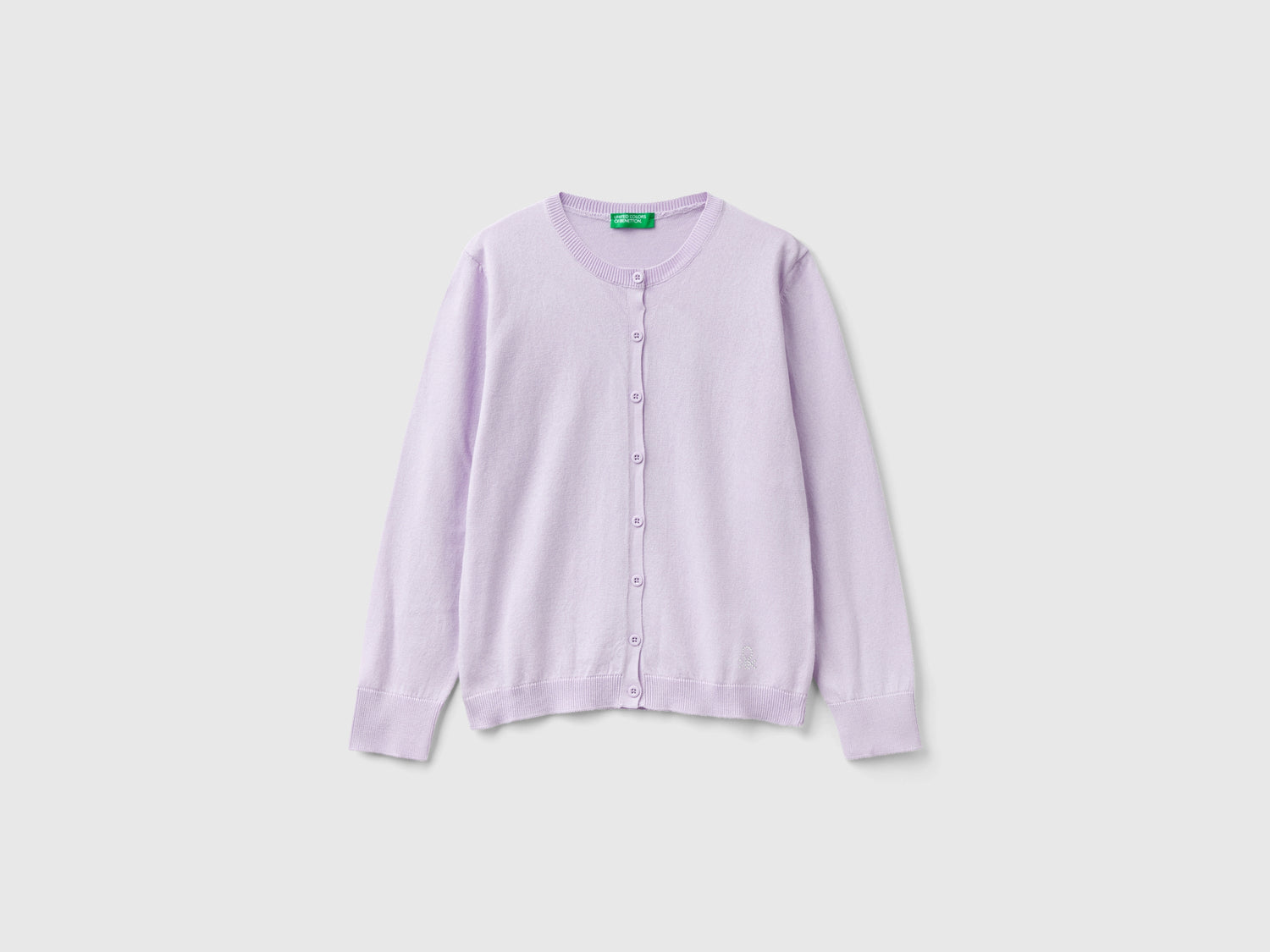 Cardigan girocollo in misto cotone da bambina lilla | Benetton Outlet