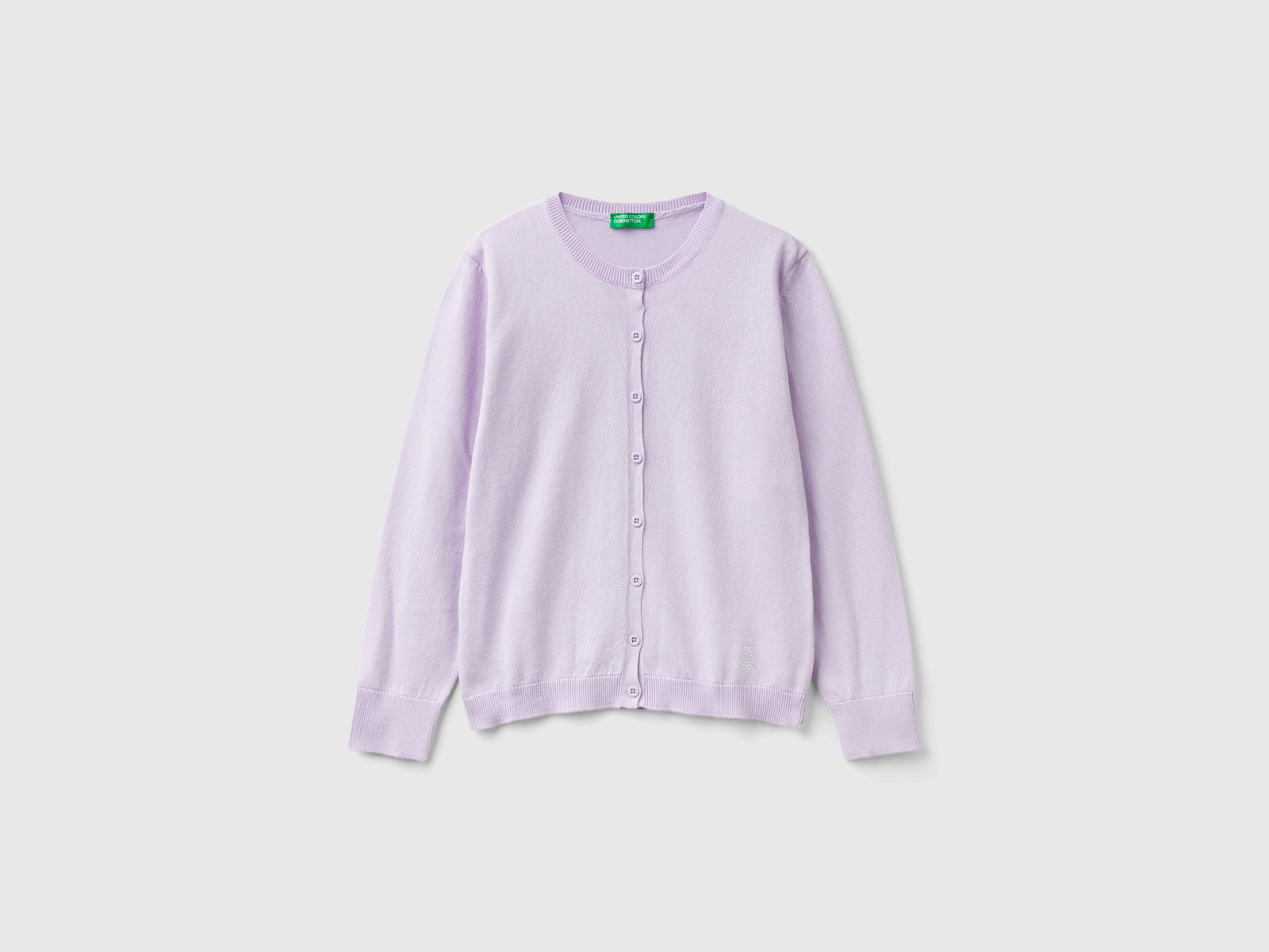 Cardigan girocollo in misto cotone da bambina lilla | Benetton Outlet