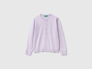 Cardigan girocollo in misto cotone