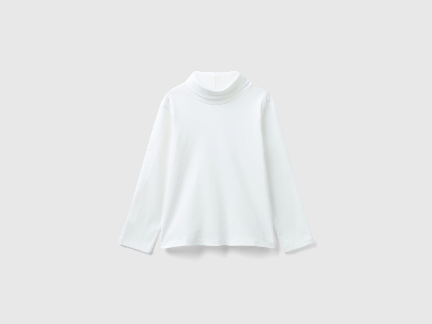 T-shirt dolcevita in caldo cotone bio da bimba bianco panna | Benetton Outlet