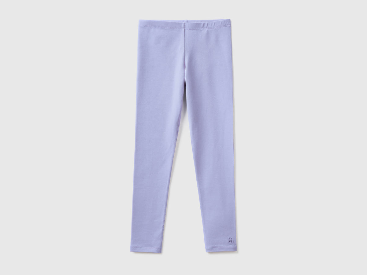 Leggings in cotone stretch con logo