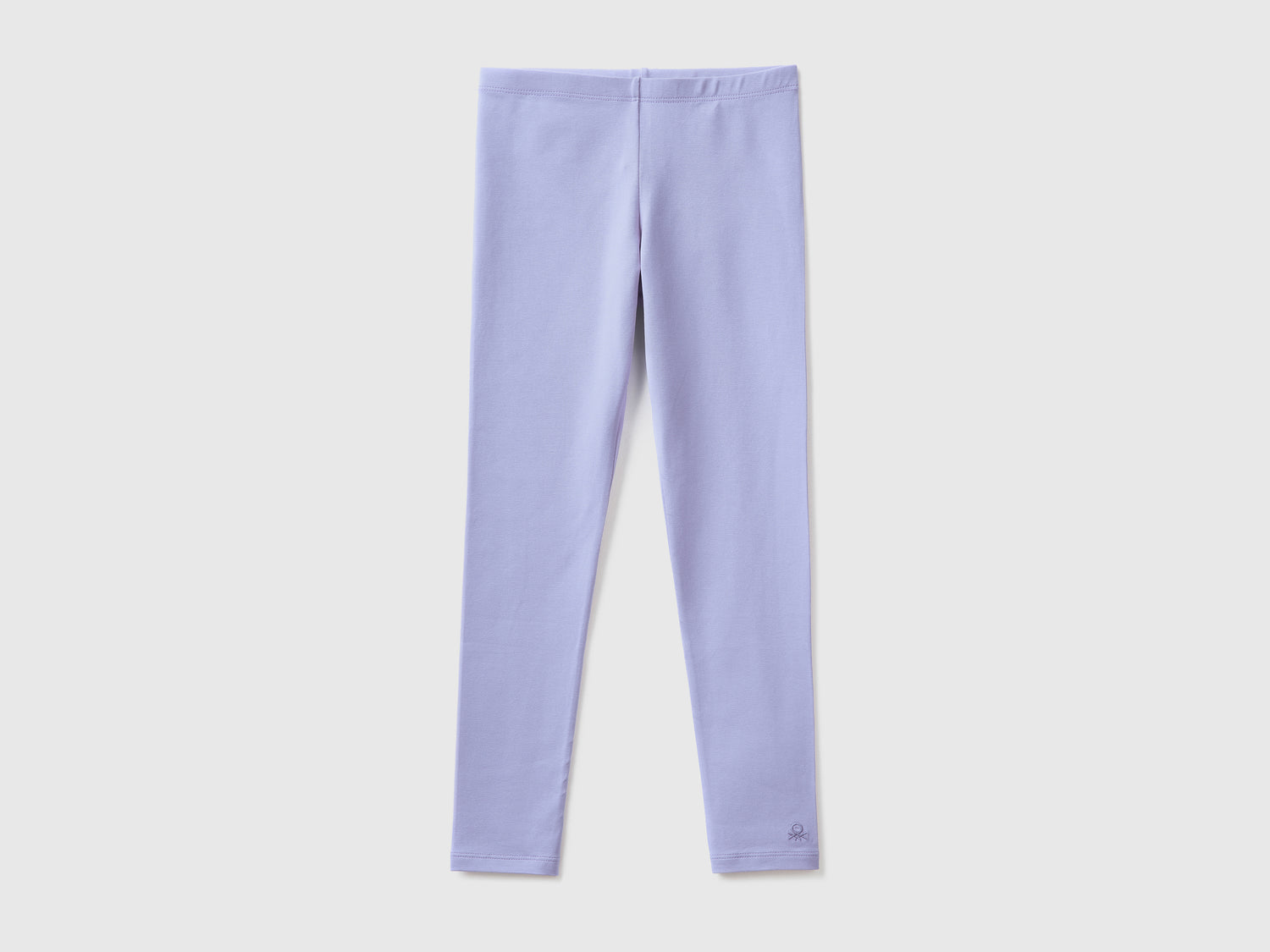 Leggings in cotone stretch con logo da bambina pervinca | Benetton Outlet