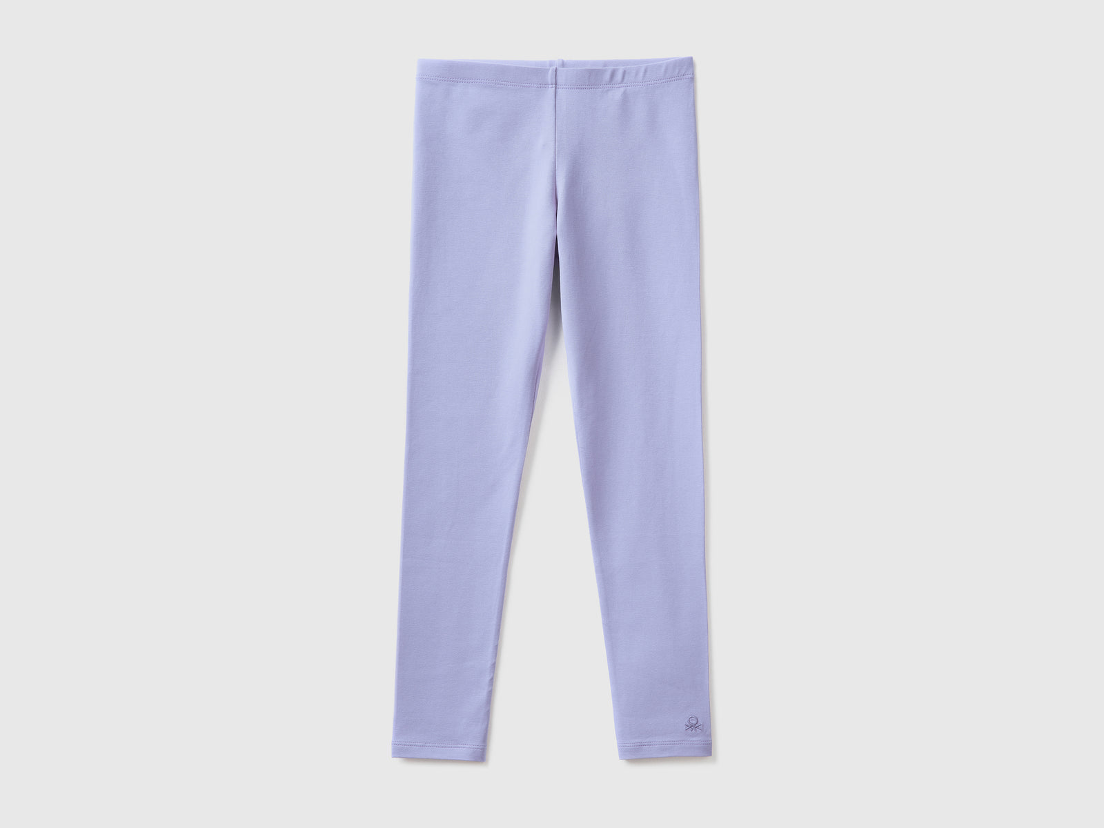 Leggings in cotone stretch con logo da bambina pervinca | Benetton Outlet