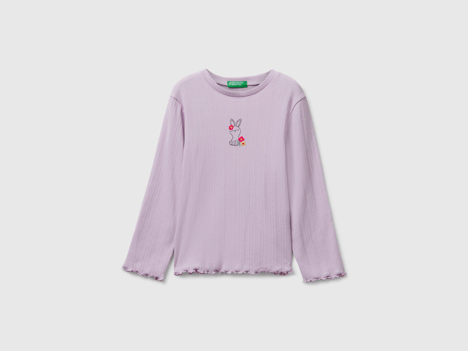 T-shirt con ricamo da bimba lavanda | Benetton Outlet