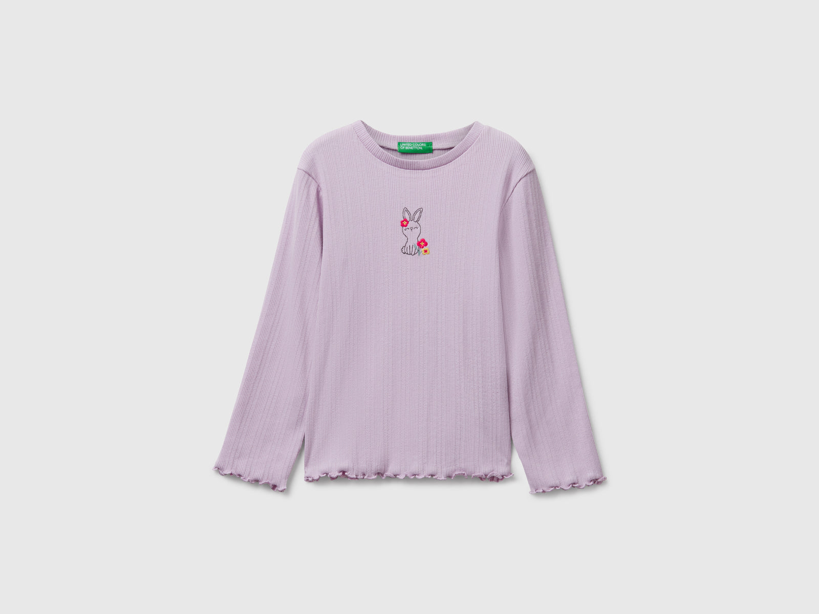 T-shirt con ricamo da bimba lavanda | Benetton Outlet