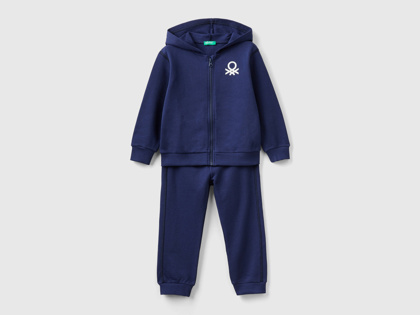 Tuta in felpa 100% cotone da bimbo blu scuro | Benetton Outlet