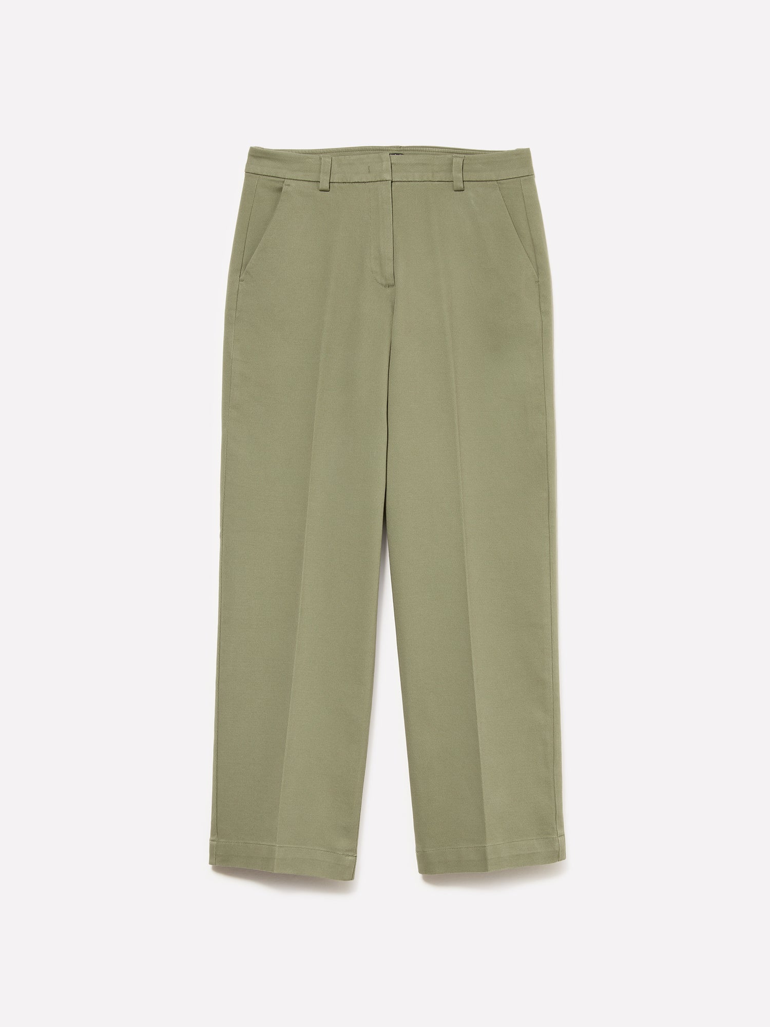 Pantaloni verde scuro a vita alta da donna verde militare | Sisley Outlet
