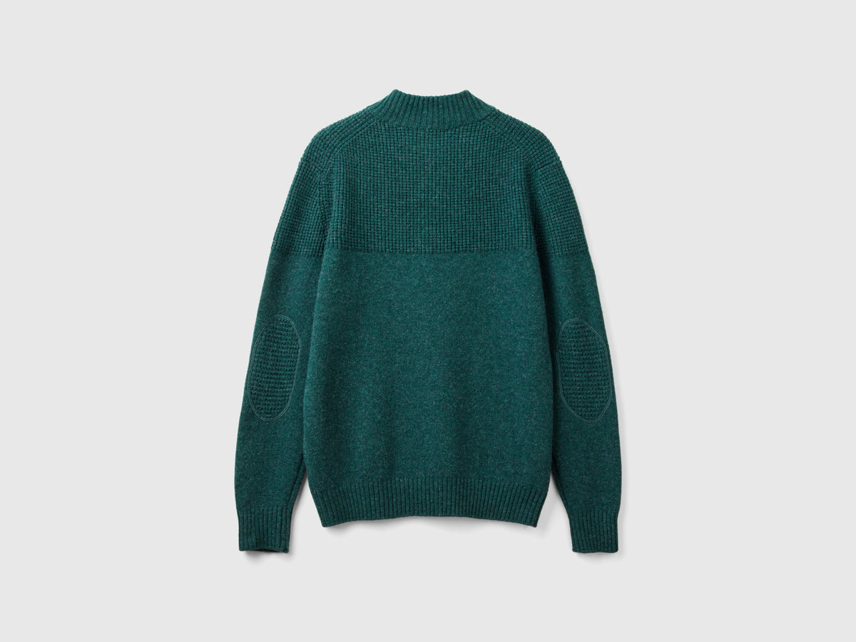 Maglia con collo alto in pura lana Shetland