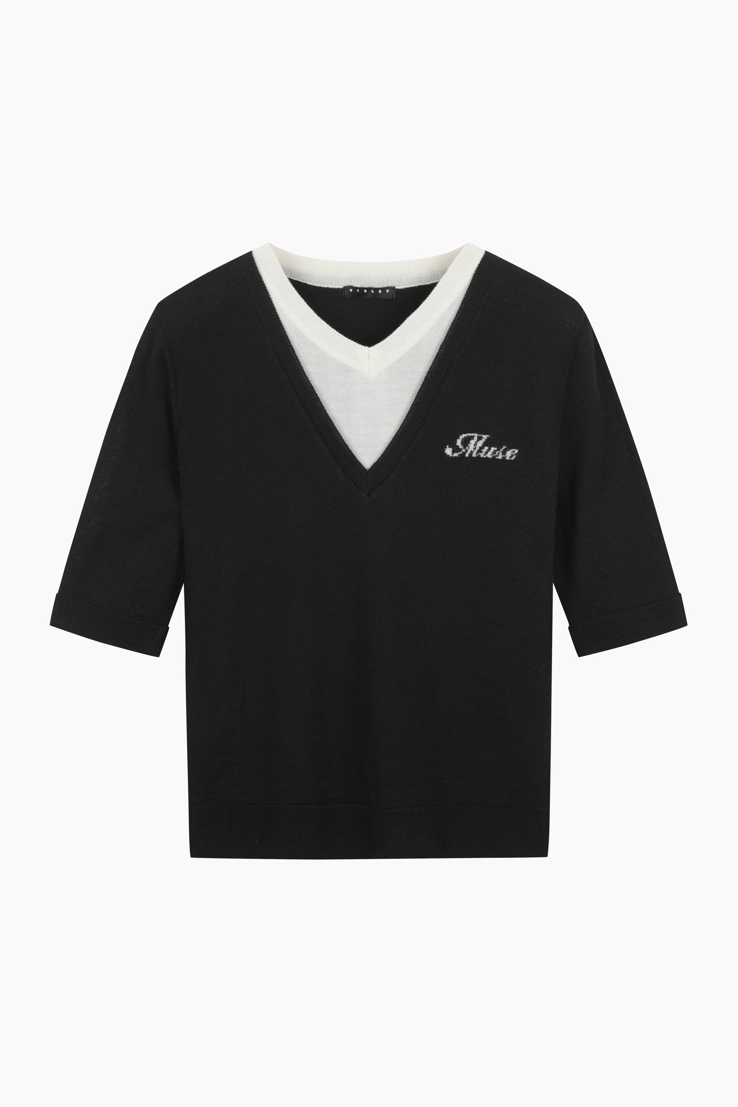 Maglia combinata da donna nero | Sisley Outlet