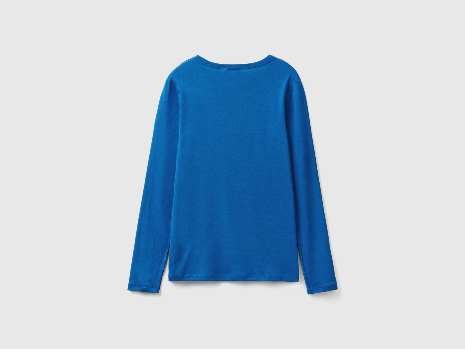 T-shirt a manica lunga in puro cotone da donna blu 2 | Benetton Outlet