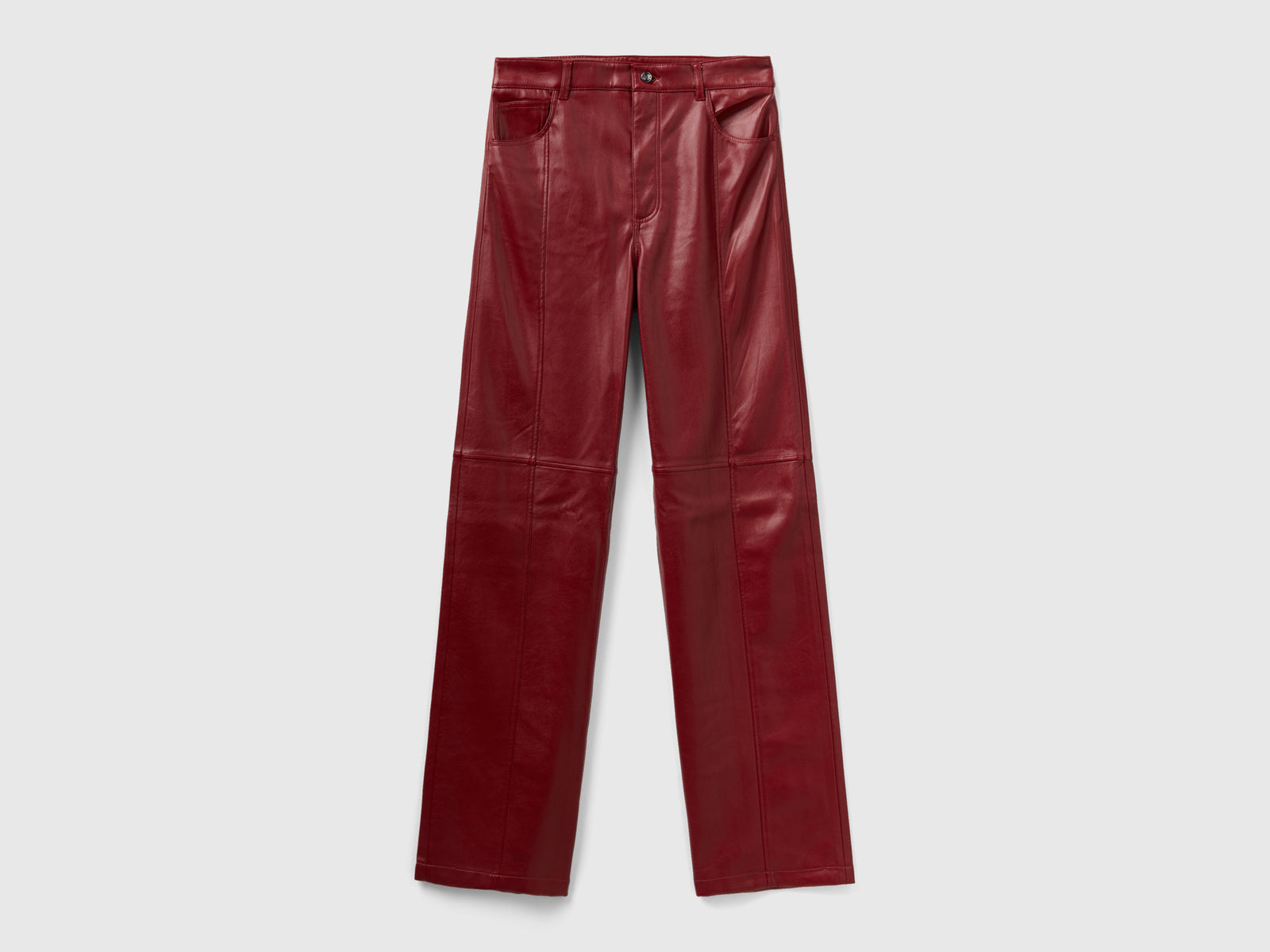 Pantaloni in tessuto spalmato da donna bordeaux | Benetton Outlet