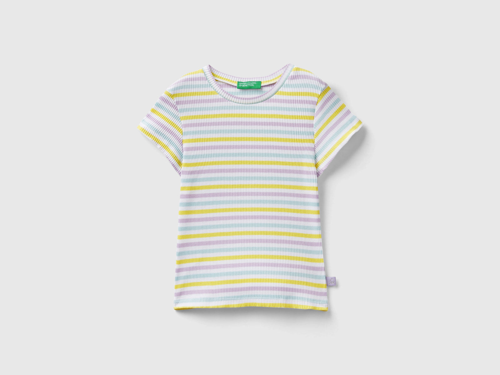 Maglietta slim fit a righe da bimba multi-color | Benetton Outlet