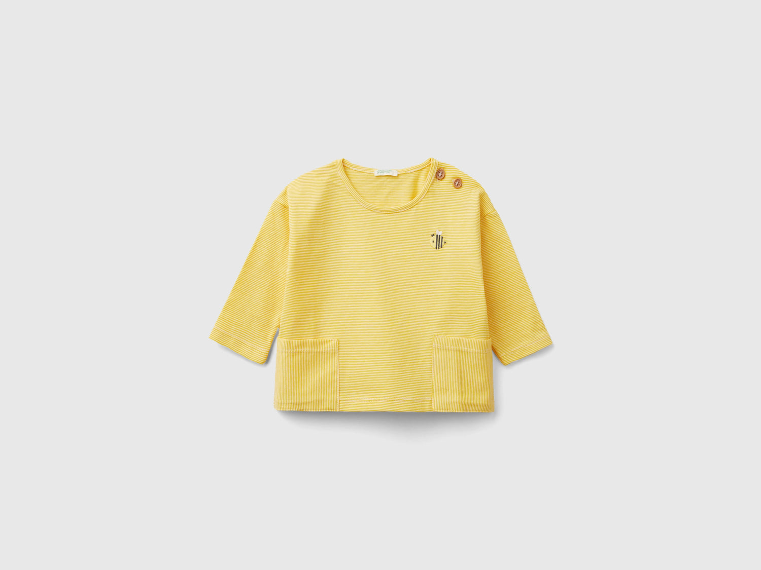 Maglietta con ricamo 100% cotone da neonato giallo | Benetton Outlet