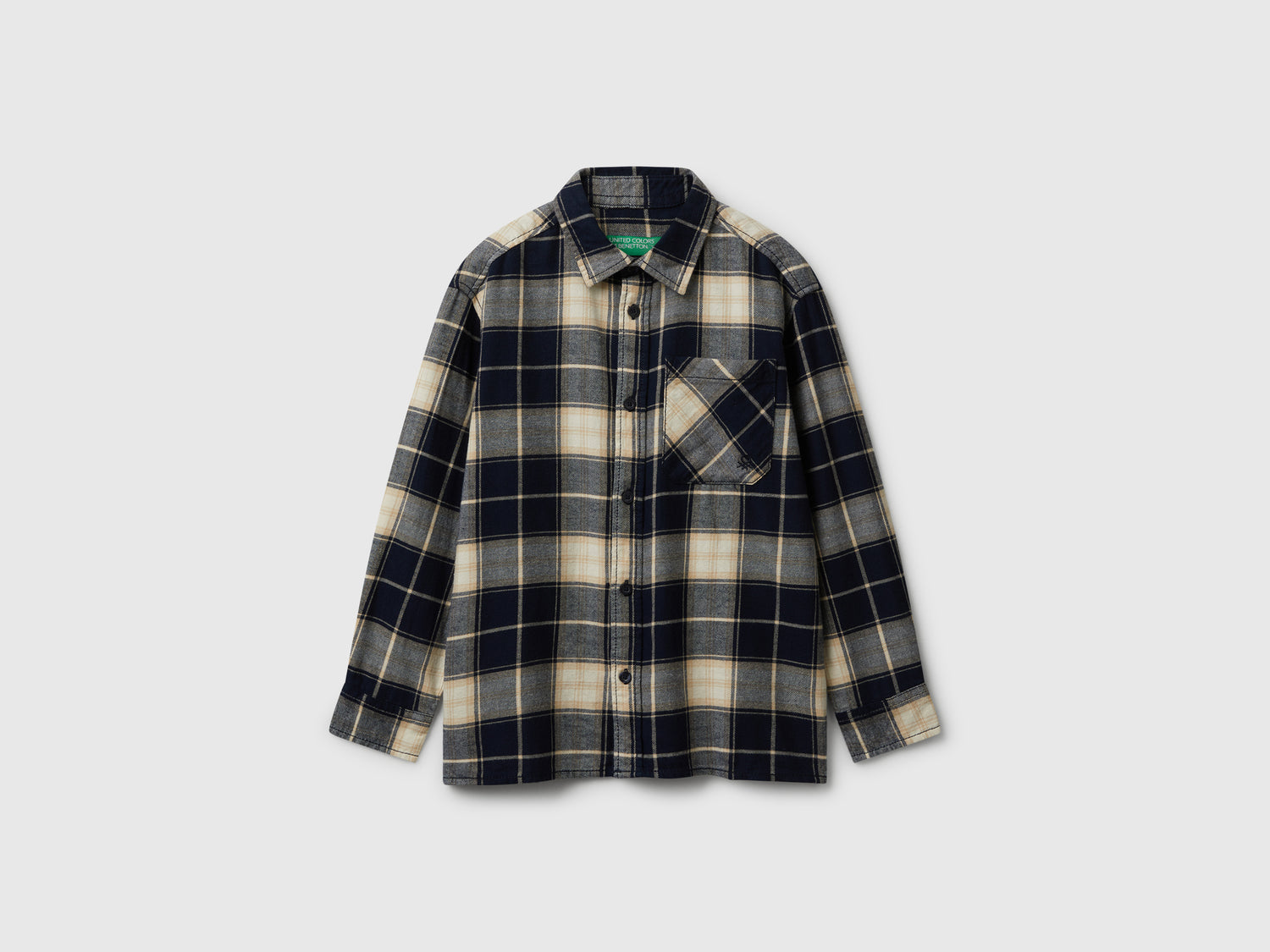 Camicia scozzese 100% cotone da bambino blu | Benetton Outlet